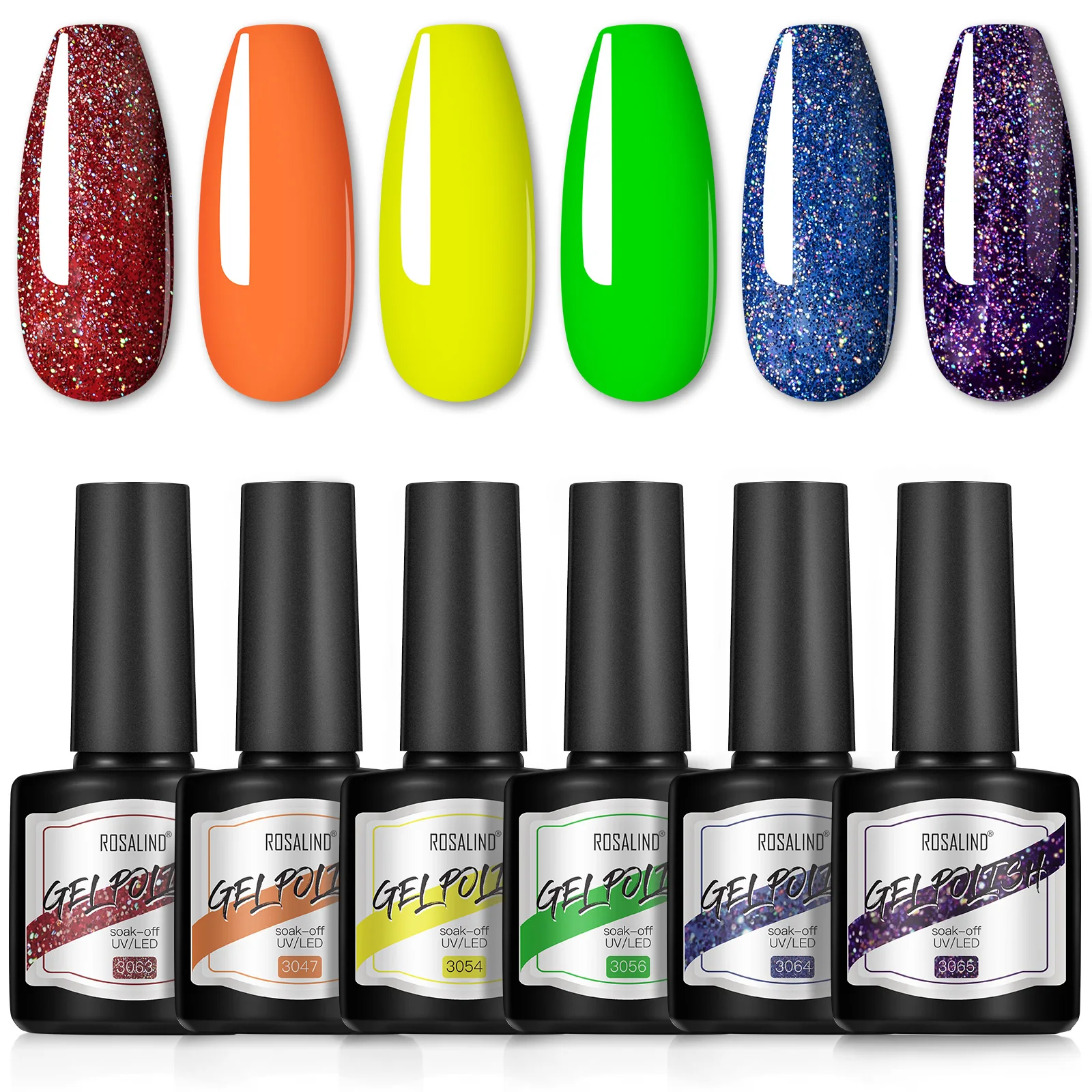 

ROSALIND Gel Nail Polish Nail Art Manicure Set Semi Permanent Hybrid Nail Varnish Soak Off UV LED Gel Base Top Coat