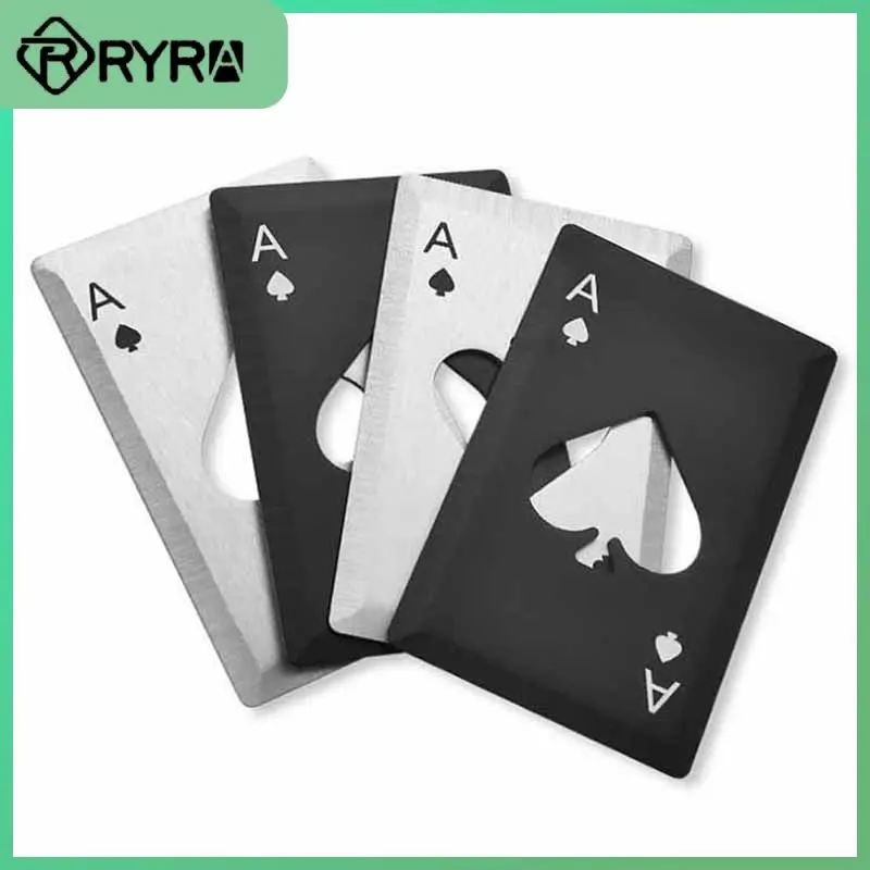 

2/4/5PCS Black/silver Stainless Steel Beer Opener Casino Beer Bottle Opener Poker Card Pocket Card Bar Utensils Mini Portable