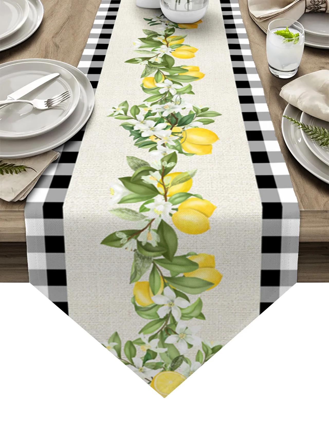 

Фрукты, лимон, клетчатая современная настольная дорожка, деревенский Свадебный декор, скатерть для дома, отеля вечерние вечеринки, обеденны...