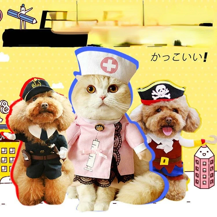 

Смешная забавная Вертикальная стоячая собака-трансформер Пиратская гитара ковбойский костюм Одежда для собак Одежда для маленьких собак