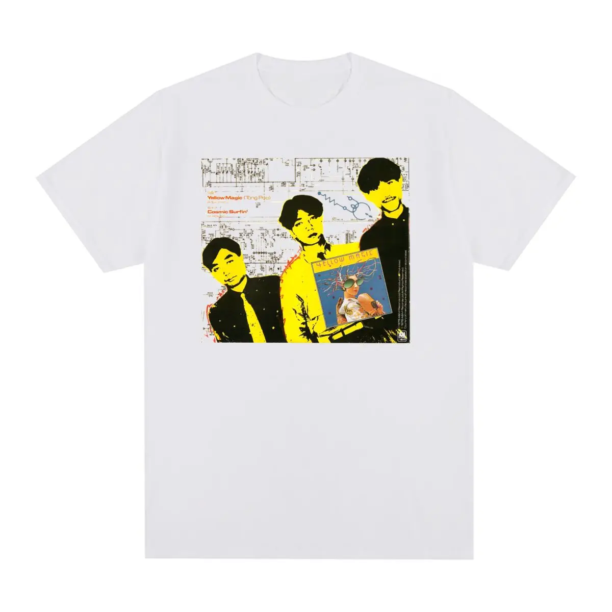 

YMO Yellow Magic Orchestra Vintage T-shirt Japan Electronic Music Streetwear Cotton Men T shirt New Tee Tshirt Womens Tops