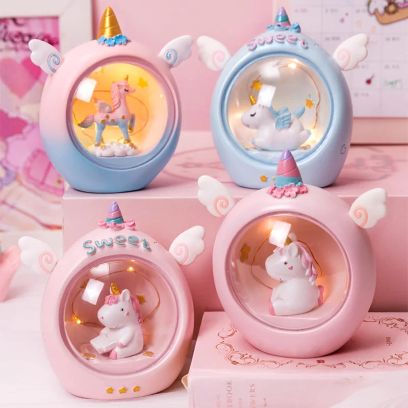 

Girls Heart Unicorn Night Light Desktop Room Decoration Cute Healing Gift Small Ornaments Creative Kawaii Happiness Lamp