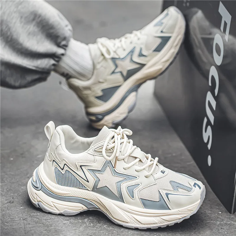 Осенние мужские повседневные кроссовки со звездами винтажная обувь на платформе