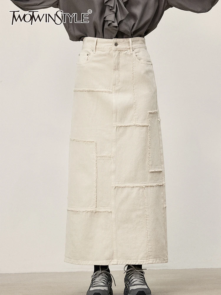 

Женская юбка со складками TWOTWINSTYLE, юбка с разрезом и высокой талией в минималистичном стиле