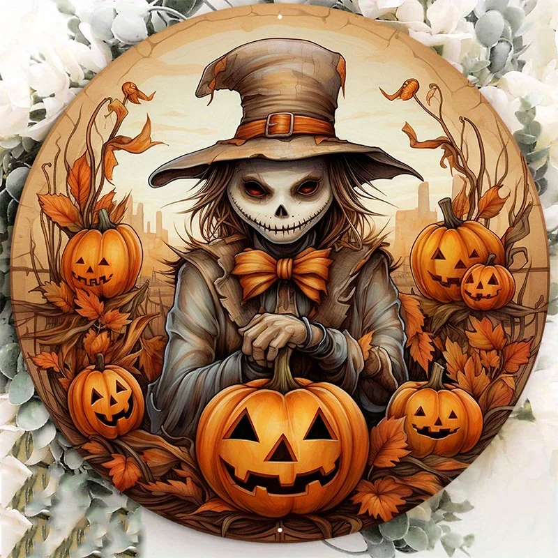 1 шт. 8x8 дюймов алюминиевый металлический знак осенний тимьян венок оранжевый