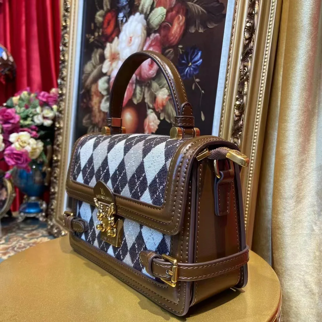 Luxury Brand Plaid Lock Buckle Portable Women's Bag 2023 New Versatile Leather Shoulder Messenger Bag Purses and Handbags