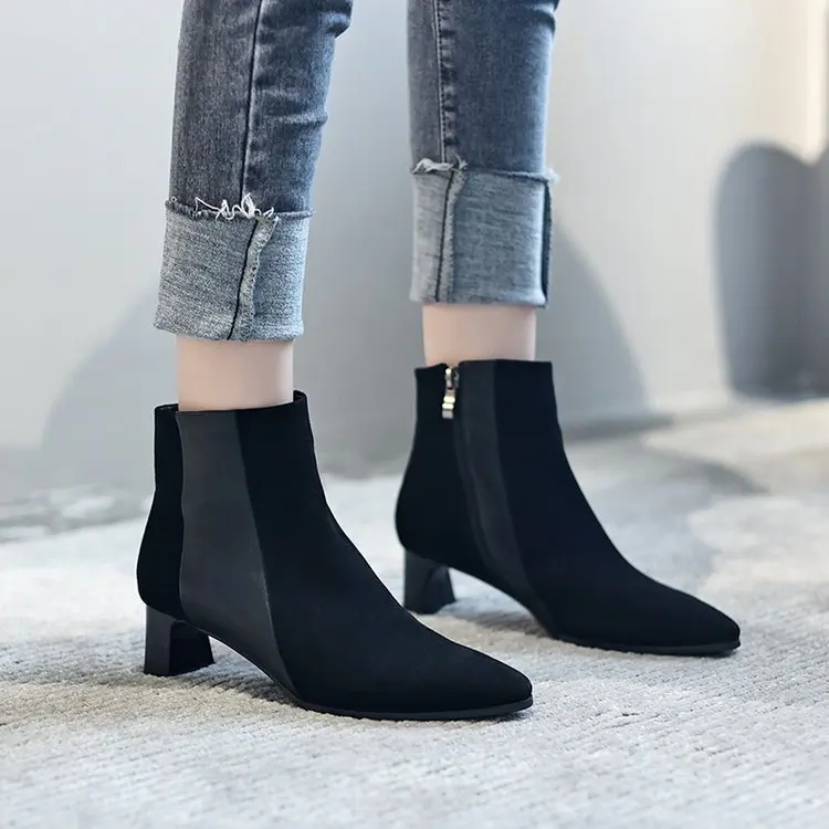 

New Short Boots Women's 2023 Fashion Solid Color Retro Women's Boots Casual Low Heel Pointed Women's Boots Women Fashion Boots