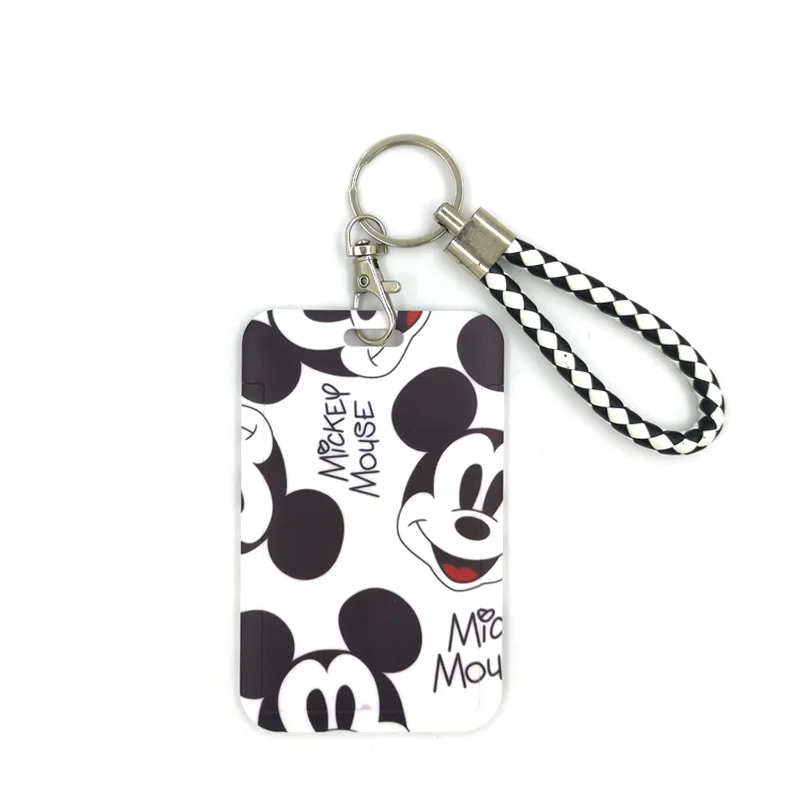 

Mickey Mouse Anime White Cute Credit Card Cover Lanyard Bags Retractable Badge Reel Nurse Exhibition Name Clips Card ID Card