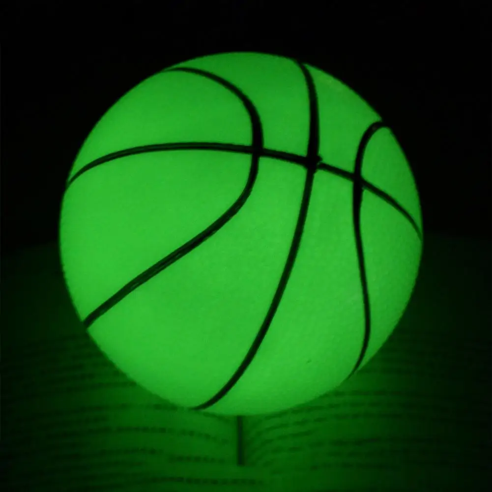 16/18cm Mini Toy Inflatable Light Up Basketball High Elasticity Battery-free PVC High Bright Holographic Basketball for Kids