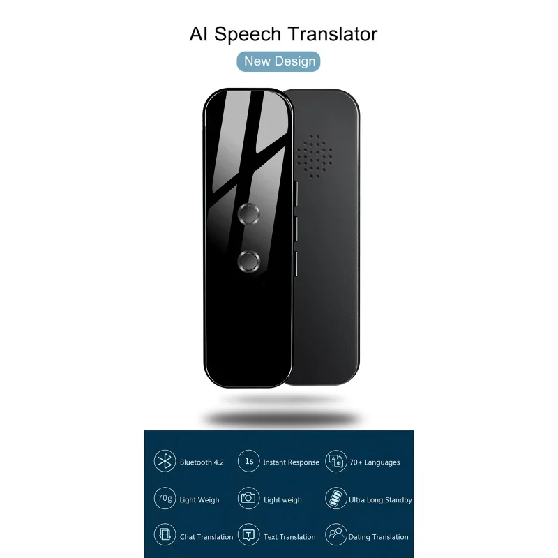 

Portable Language Translator Device Audio Translator Voice Interpreter Support 72 Languages Real-Time 2-Way Translations
