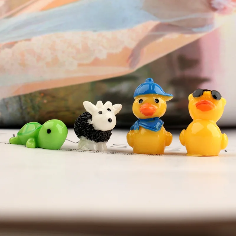 Миниатюрные фигурки животных 10 шт./лот кабошон из смолы с плоским основанием