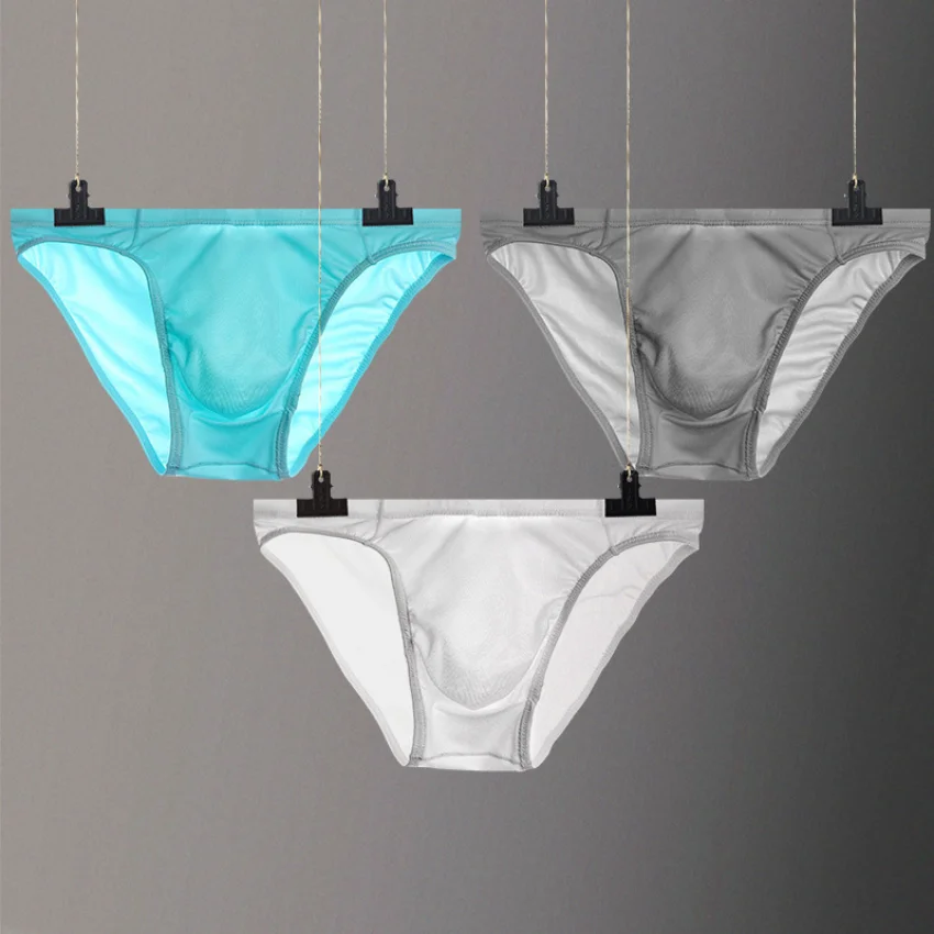Men's panties men's briefs ice wire thin non-marking transparent sexy breathable one-piece bottoms top solid color sexy panties