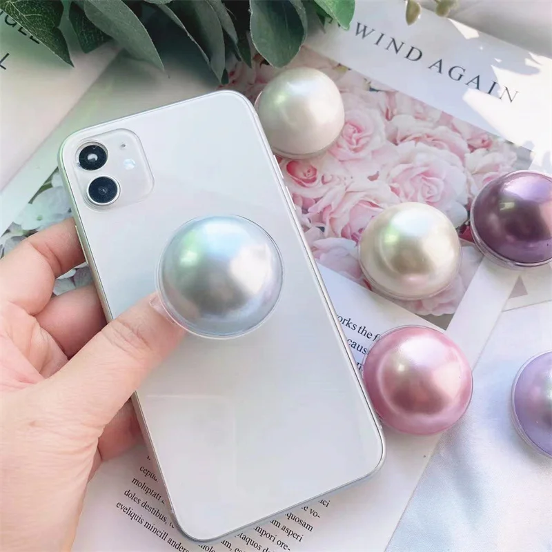 

INS Luxurious Colorful Pearl Phone Holder Griptok Support for IPhone Samsung Xiaomi Grip Tok Folding Handband Finger Stand