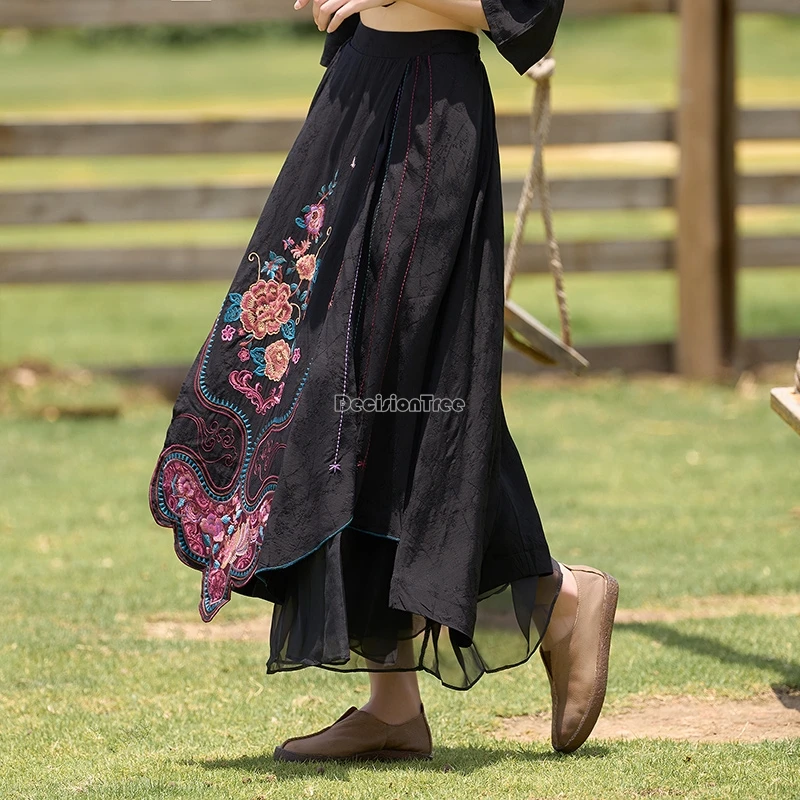 2024 новая женская многослойная юбка из пряжи в китайском национальном стиле с