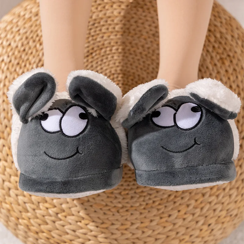 

Funny Sheep Cotton Shoes Cartoon with Ears Moving Daily Dorm Home Thick Slippers Warm Feet Winter Super Cute Decor Couple Gifts