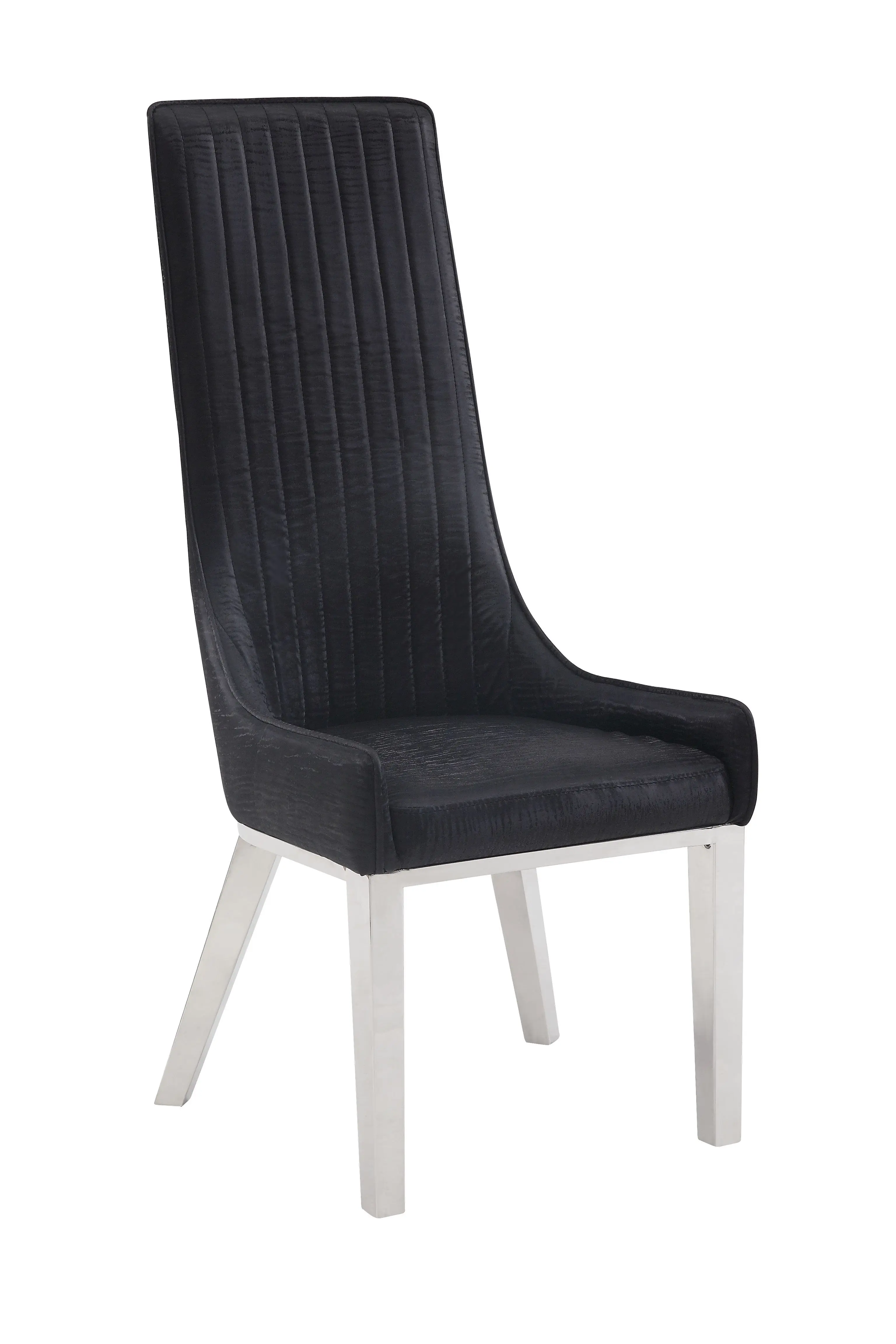

Furniture Gianna Dining Chair (Set-2), Black PU & Stainless Steel 72474