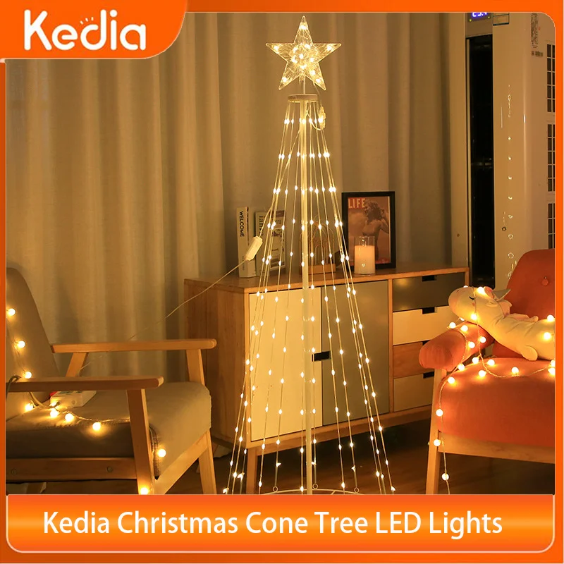 

Kedia Christmas Cone Tree LED Lights Indoor Home Star Xmas Night Light Outdoor Christmas Tree Decoration Lamp For Holiday Decor