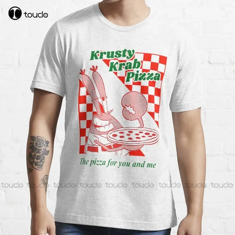 Фото Новая футболка Krusty Krab Pizza, красные рубашки для мужчин, хлопковая футболка S-5XL №1