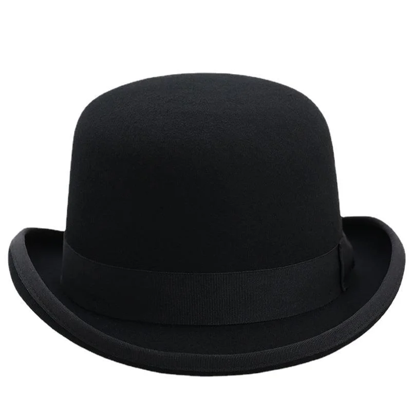 

New Women Men Pure Crushable Dome Fedora Hat Traditional Billycock Groom Cap 100% Wool Bowler Hat 3 Sizes