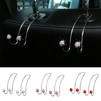 2 pack universal seat back organizers bling diamond car headrest bag hangers strong durable auto back seat storage hooks