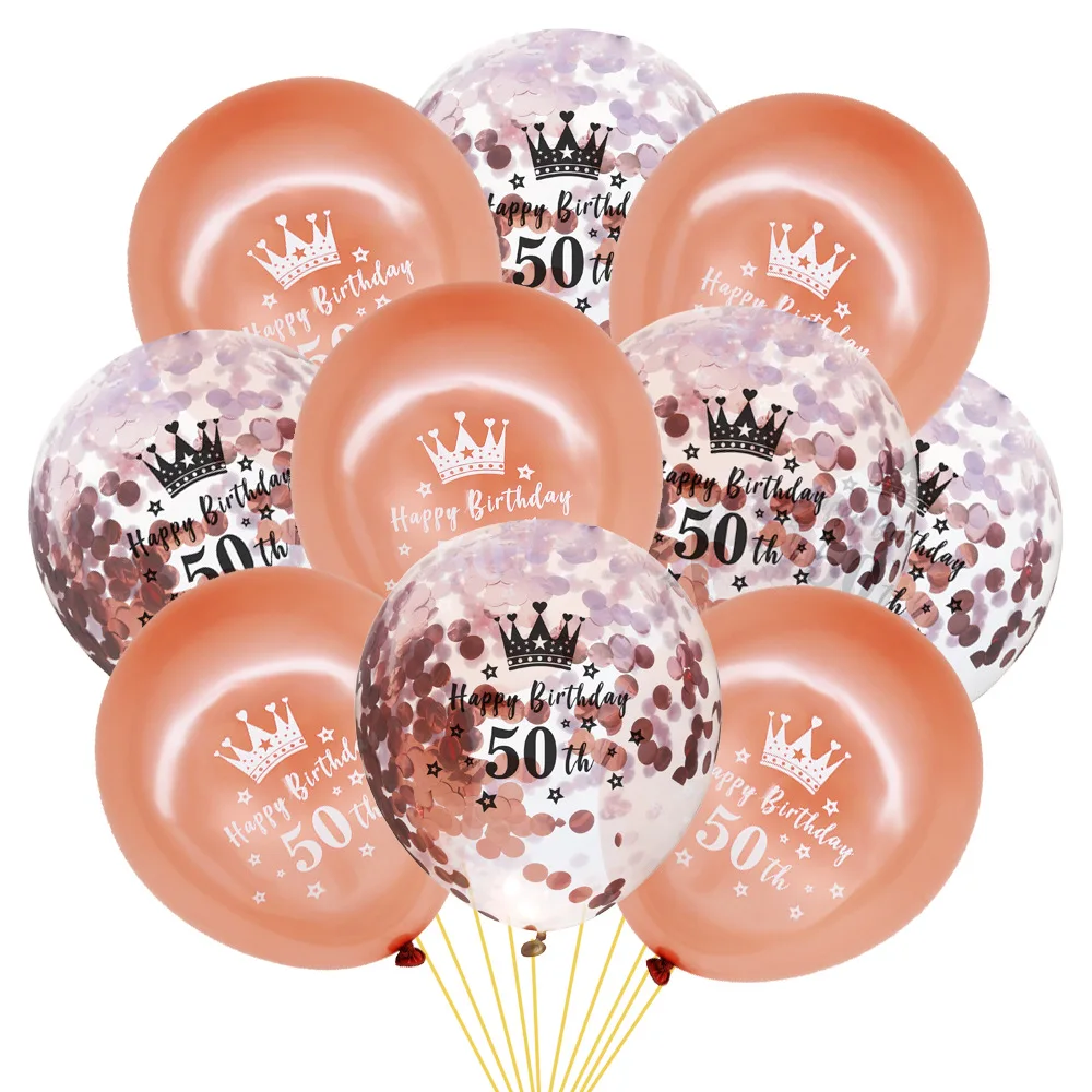 

Rose Gold Happy 50th Birthday Latex Confetti Balloons Party Decorations Hanging for 30th 40th 60th Birthday Ballons Decorations
