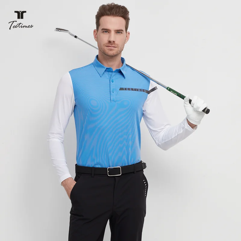 

Teetimes Golf Men's Polo Shirt Ice Silk Sunscreen Long-sleeved Lapel Shirt Summe Men's Golf Top Thin Breathable Golfwear