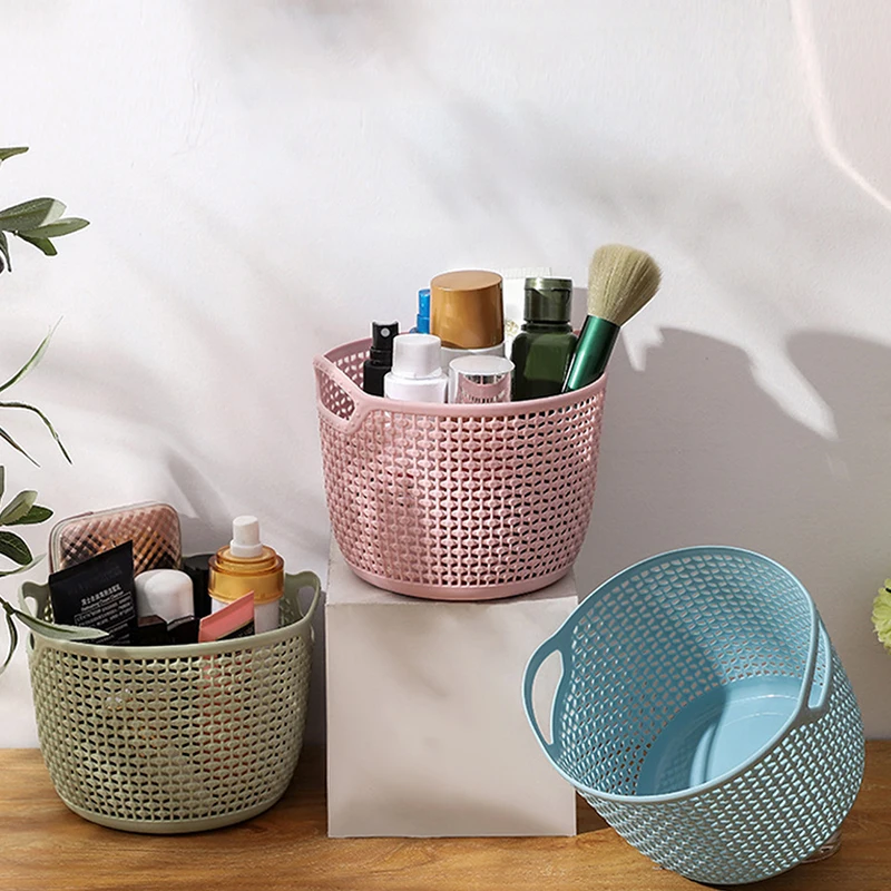 

Hollow Portable Storage Basket Home Desktop Storage Basket Plastic Woven Basket