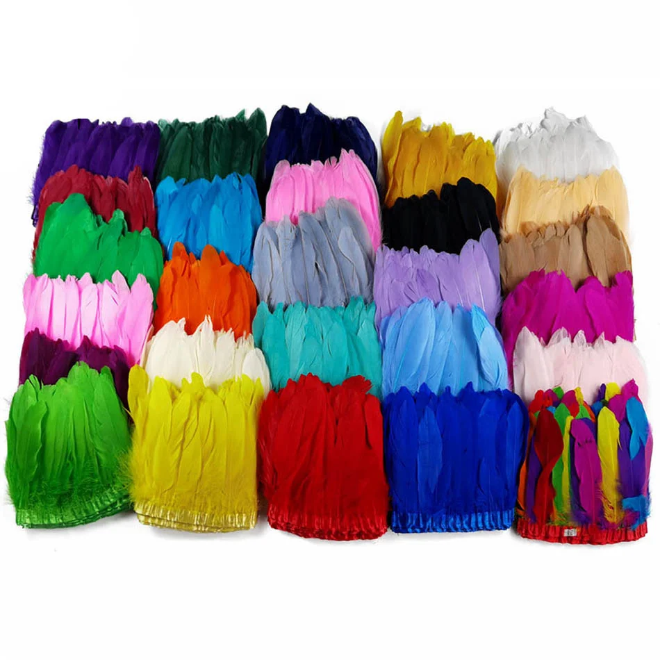 

2M 15-20cm Natural Goose Feathers Ribbon Dress Jewelry Making Plumas Handmade DIY Feather Wedding Party Christmas Sewing Decor