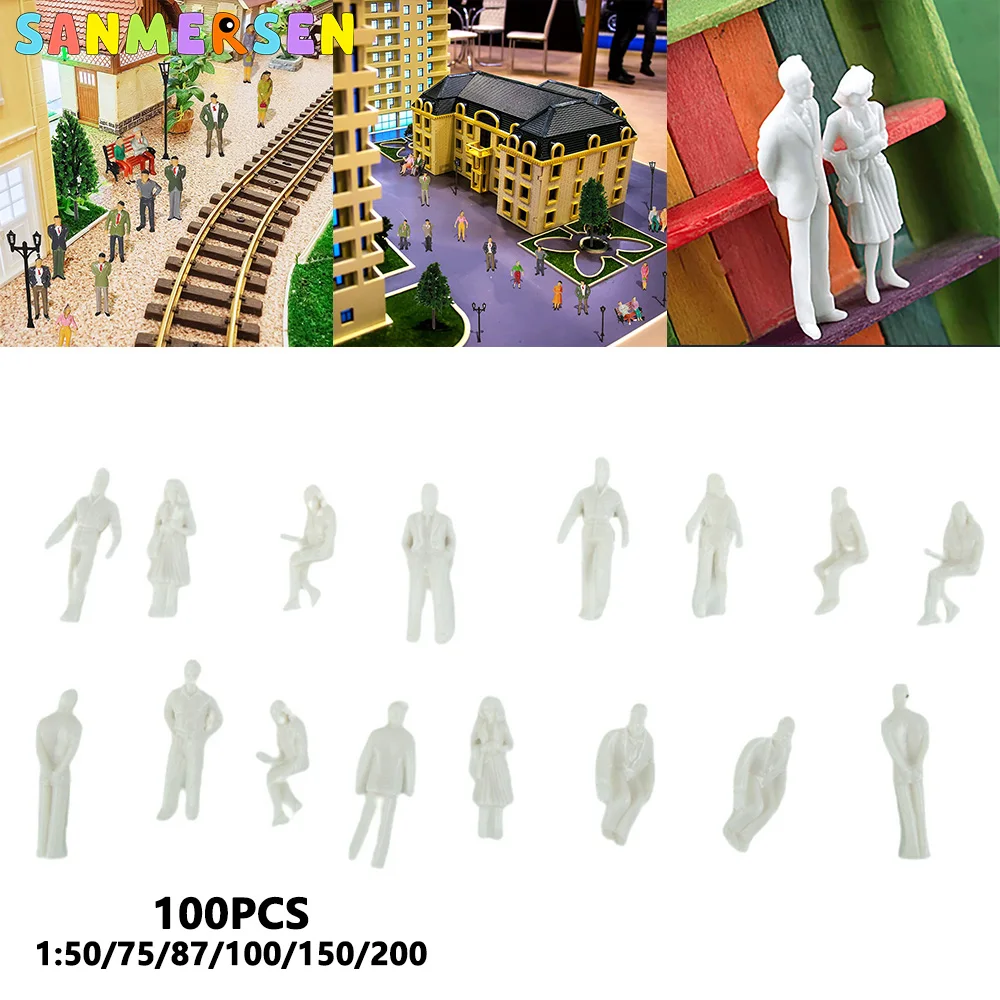 

100Pcs 1:50/75/87/100/150/200 Scale People Figures Mixed Pose Architectural Model Building Passengers Train Scenery DIY Kids Toy