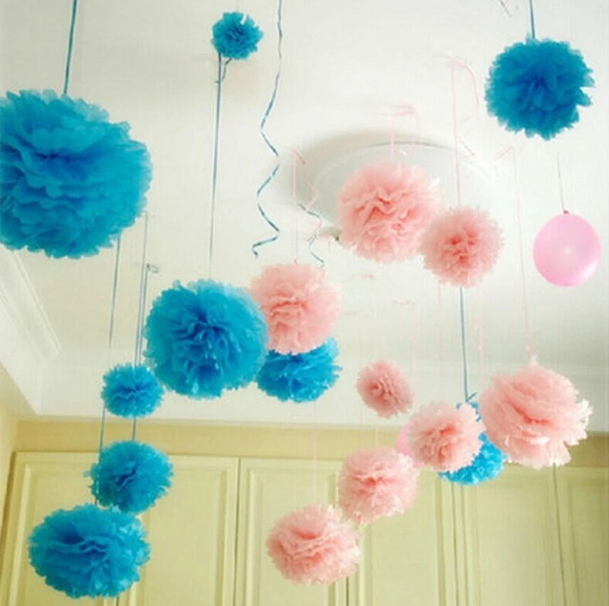 

29 Colors avaiable!! Tissue paper pom poms pink rose flower balls 10inch (25cm) 135pieces/lot hand made hanging paper garlands