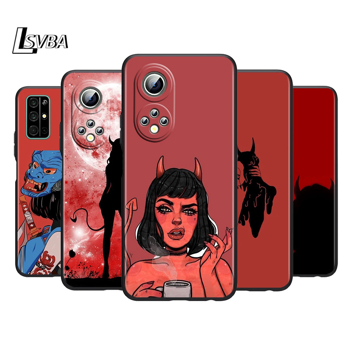 

Devil Woman Silicone Cover For Honor 60 50 SE 30 30i 20 20S 20E 9S 9A 9C 30S 7C Pro Lite Black Phone Case Coque