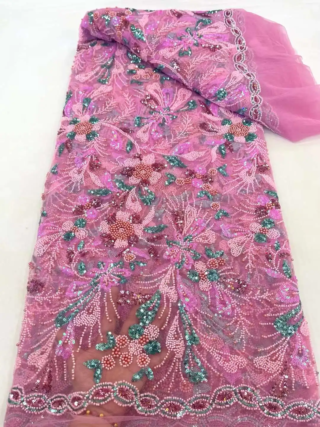 2024 африканская кружевная ткань с блестками Высококачественная Тяжелая