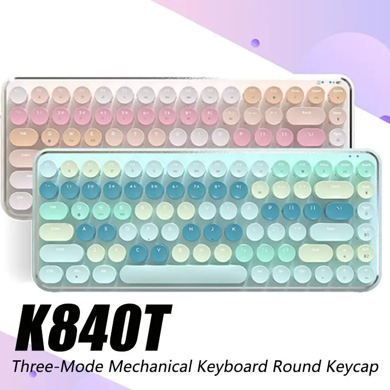 

K840T 84key 3-mode Mechanical Keyboard Wireless Bluetooth Punk Keycap Game Computer Office Suitable for Ipad Laptop Accessories