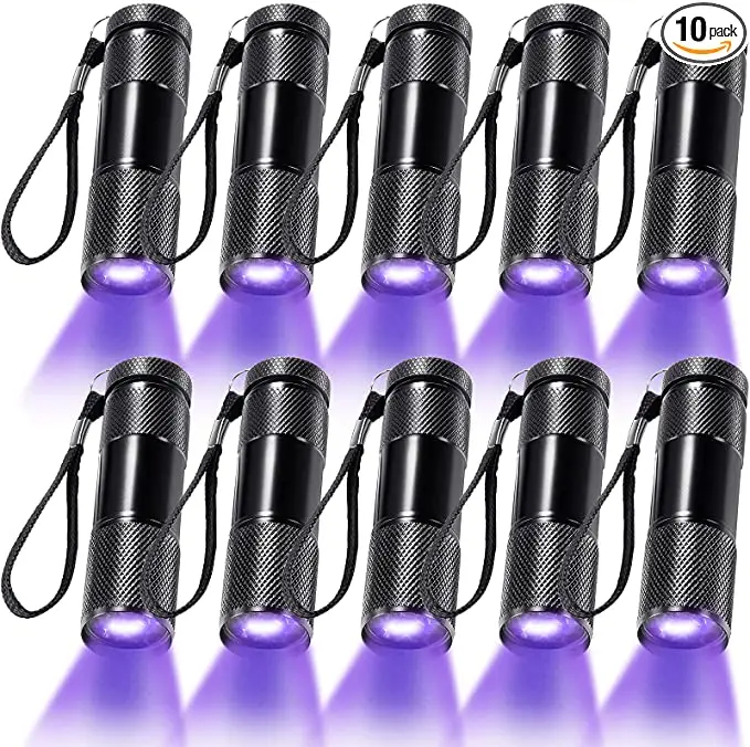 

9LED UV Flashlights Mini 395nm Black Light Pocket Ultraviolet Torch Pet Urine Detector Light for Dog/Cat Dry Stains Bed Bug