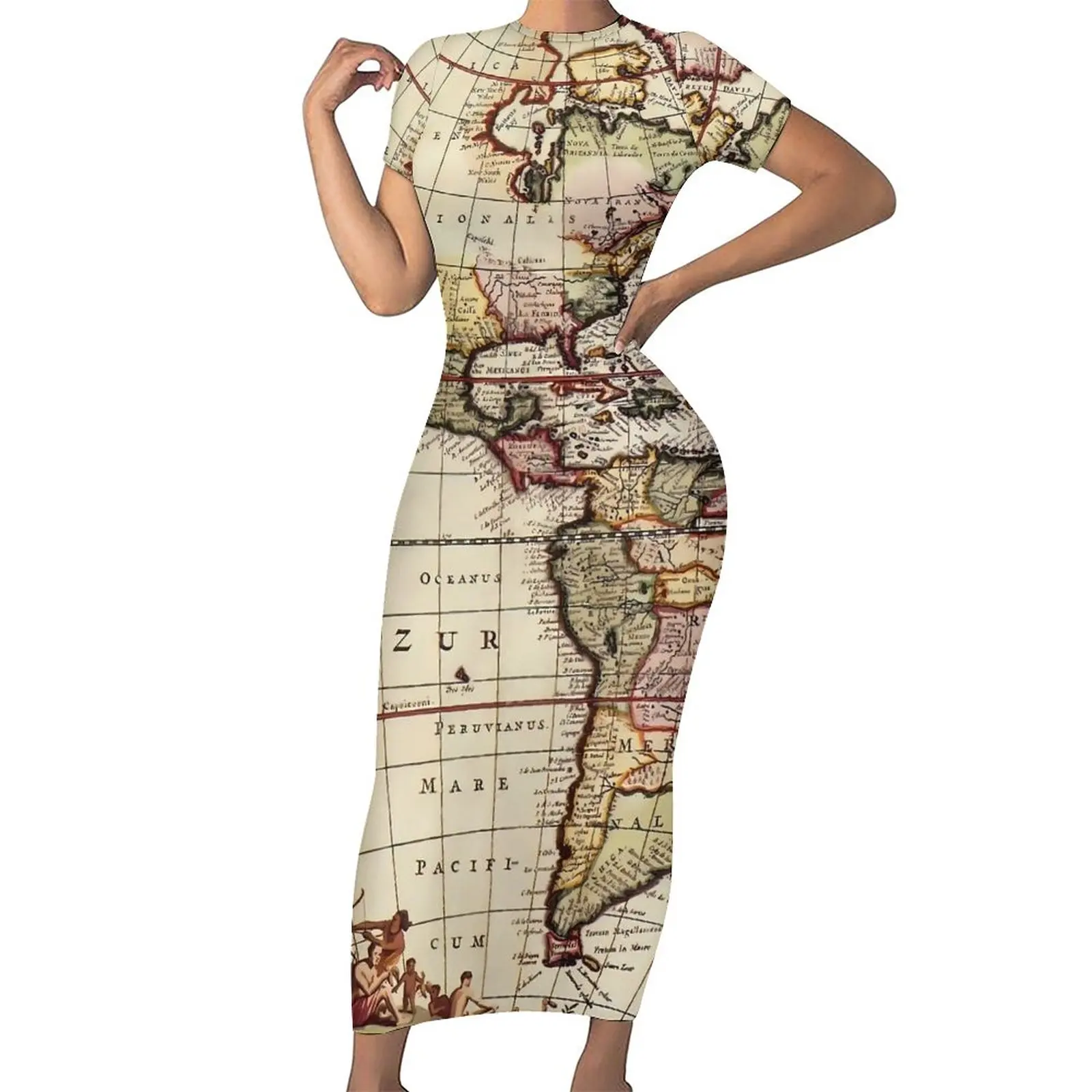 

Платье-макси с коротким рукавом и графическим принтом