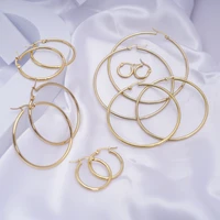 essff 6 sizes stainless steel gold color small circle hoop earrings for women simple punk big round earings party jewelry