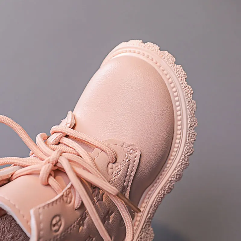 Fashion Print Children Boots Winter Plush Ankle boots Warm Soft Bottom Leather Shoes for Toddler Baby Girls Non-slip Kids Shoes