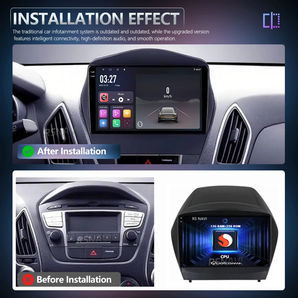 Фото Автомагнитола Android 16 Qualcomm Carplay Auto для Hyundai Tucson 2 LM IX35 2009-2015, мультимедийный плеер, стереосистема №2
