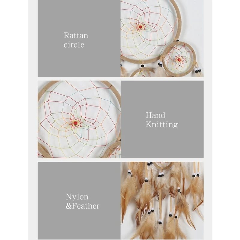 Ловец снов с украшениями из перьев для автомобильных декоров настенные гобелены