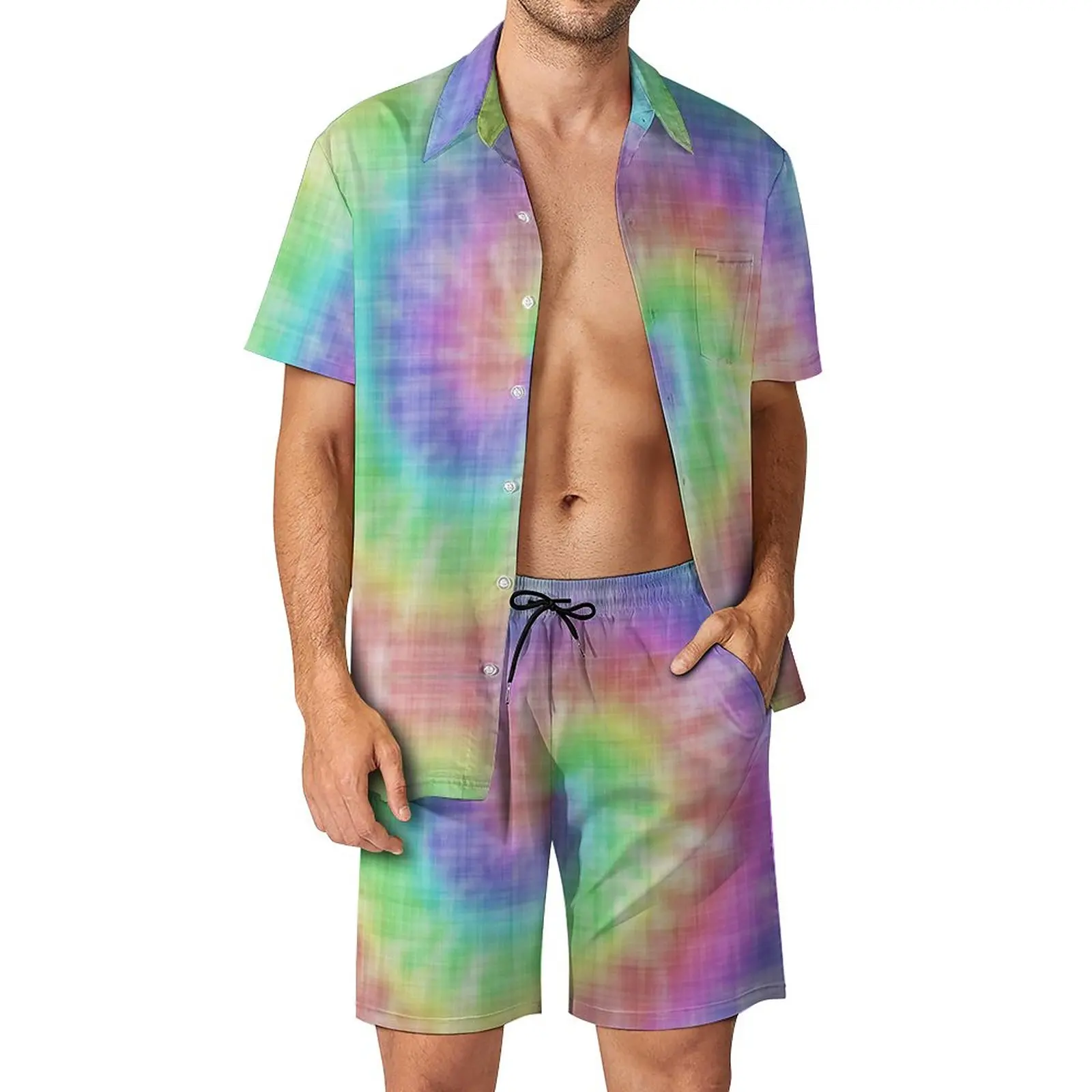

Tie Dye Hippy Tie Dye T Men's Beach Suit Classic 2 Pieces Coordinates top Quality Shopping Eur Size