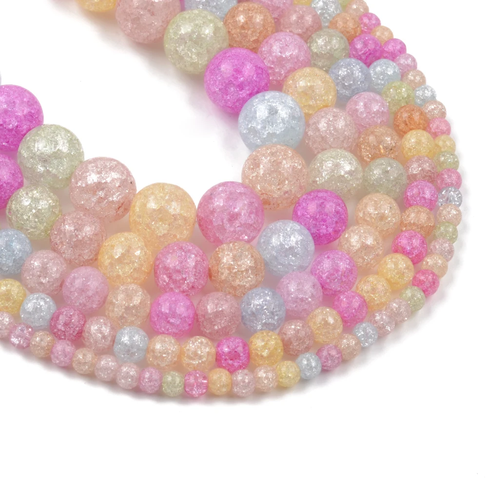 Бусины-разделители Multiclor с трещинами круглые, 6/8/10/12 мм