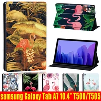 for samsung galaxy tab a7 lite 8 7tab a7 10 4 2020 flamingo pattern pu leather tablet case for tab a8 10 5 2022 cover funda