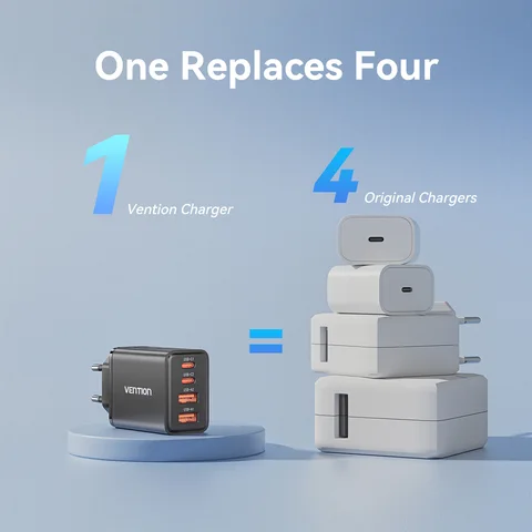 Зарядное устройство Vention 30 Вт GaN PD QC 3.0 USB C Зарядное устройство для iPhone 17 16 15 Pro Xiaomi Tablet iPad Air Двойной порт 50 Вт MAX Зарядное устройство для телефона