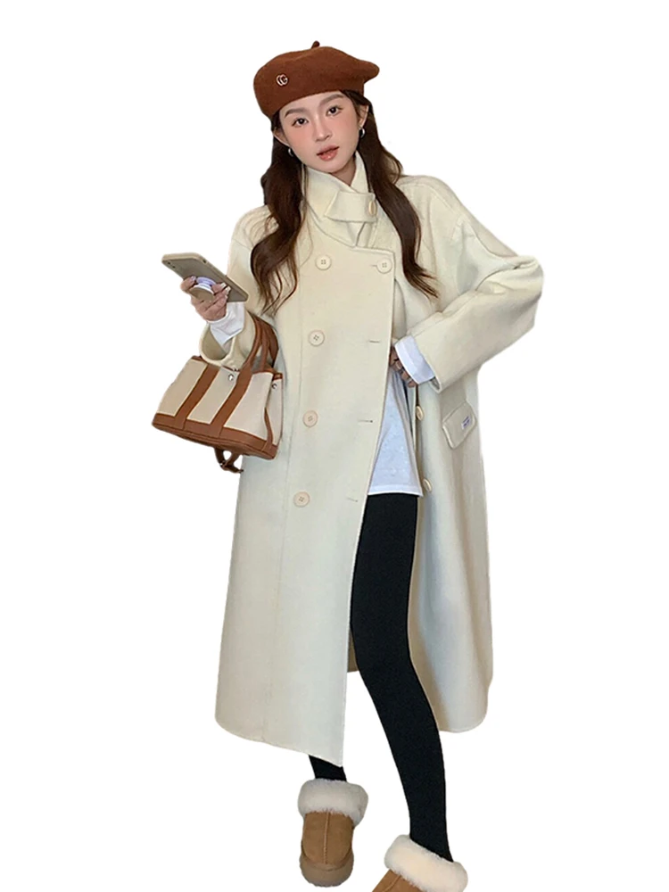 Woolen Jacket 2024 New Women's Trench Coat Mid-Length Small Autumn and Winter Thickened High Sense Super Nice