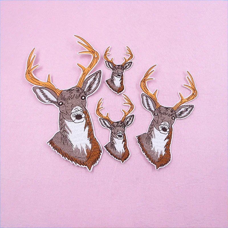 

Animal Sika Deer Patch For Dress Hat Bag DIY Animal Cloth Patches For Small Hole On Iron On Clothing Stickers