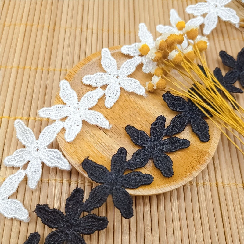 Кружевная лента, белая, черная, Водорастворимая, аксессуары для шитья, Цветочная вышивка, ткань рукоделие вышивка, 29 ярдов