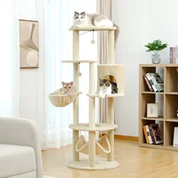 2022New Multi-Functional Cat Tree Tall Cat Tower for Indoor Cats with Cozy Hammock Scratching Post and Soft Condo for Medium and