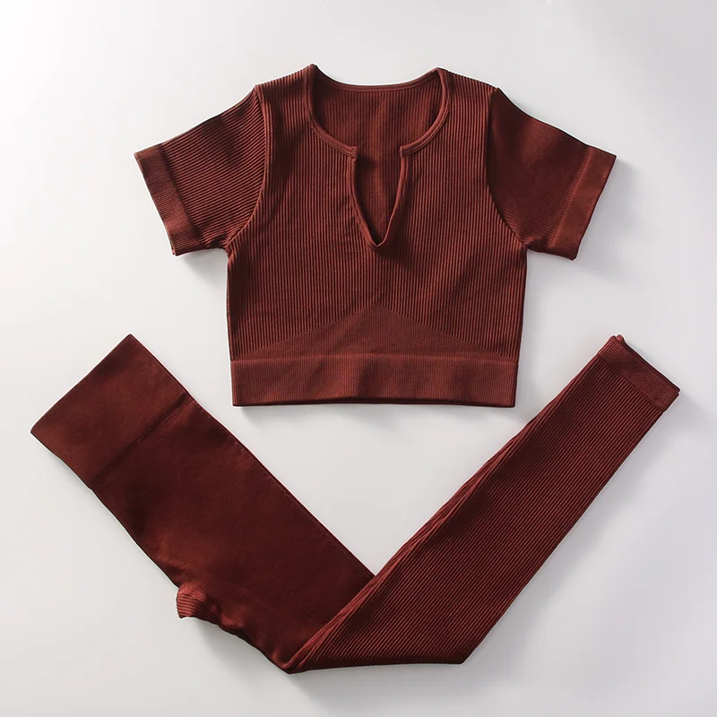 Yoga Set Seamless Workout Clothes Fitness Sports TOP Leggings Long Sleeve Active Wear Gym Set Women Outfits Tracksuit