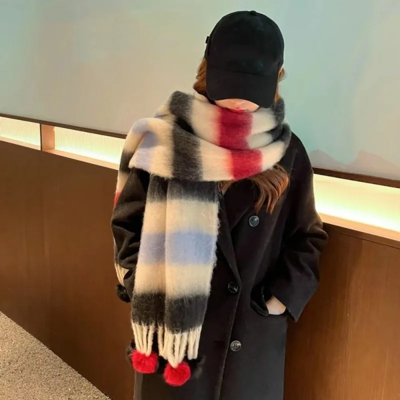 Толстый теплый шарф дофамина в корейском стиле длинная шаль мягкую полоску