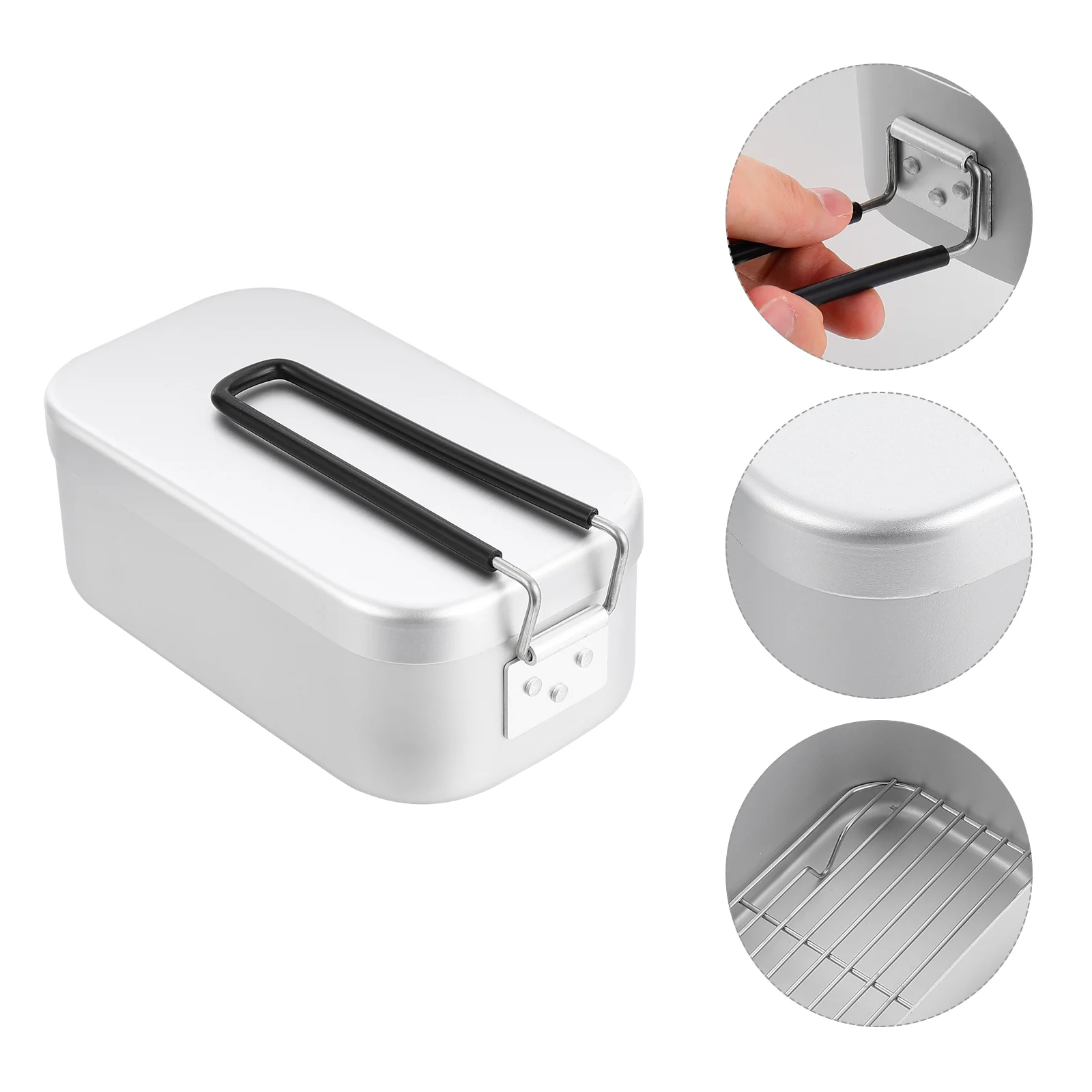 

Box Bento Container Lunch Metalcamping Meal Tier 1 Alloy Lunchbox Packing Storage Topping Salad Freezer Divided Prep School